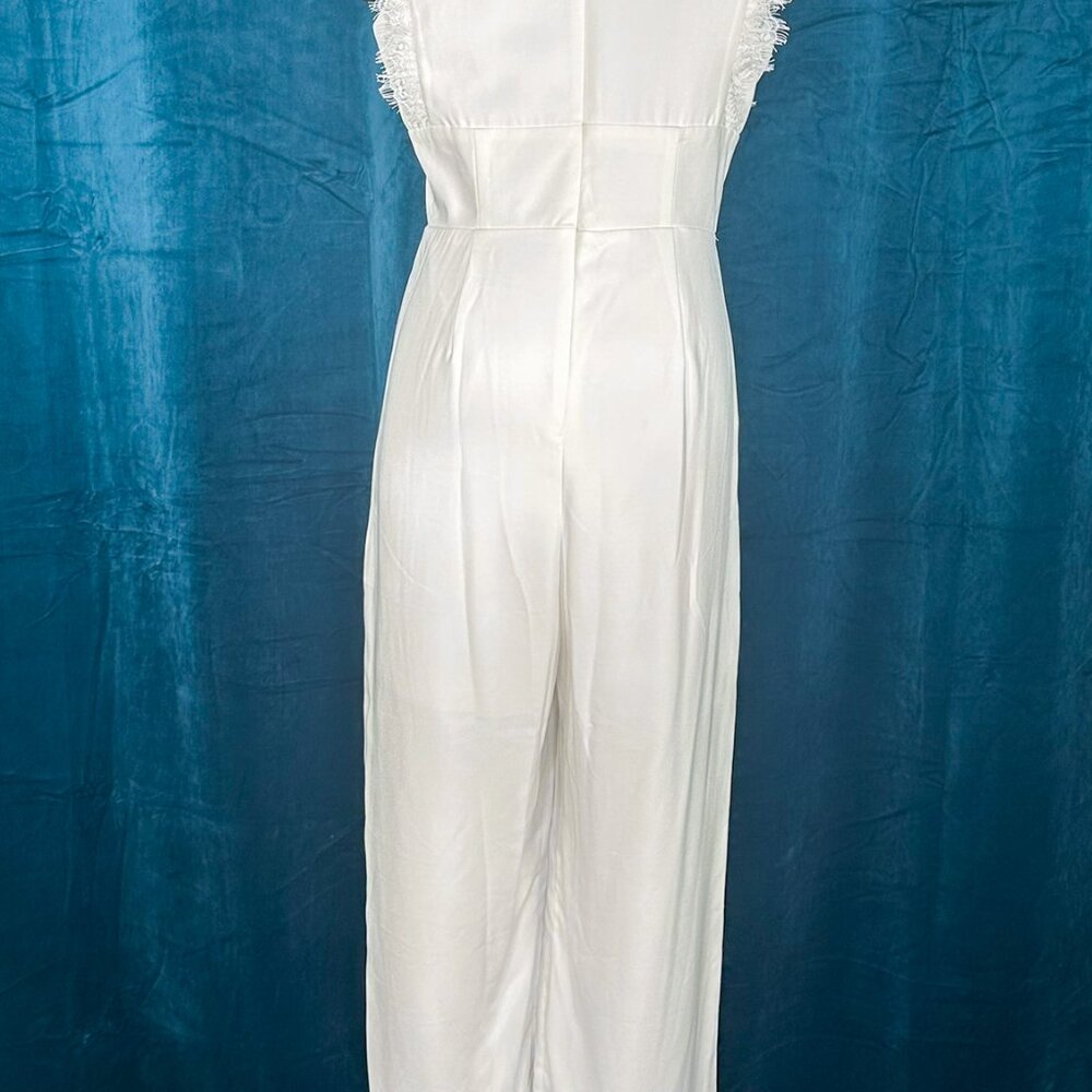 NWT Miami Fritz Lace Trim  Wide Leg Jumpsuit White - Picture 10 of 11